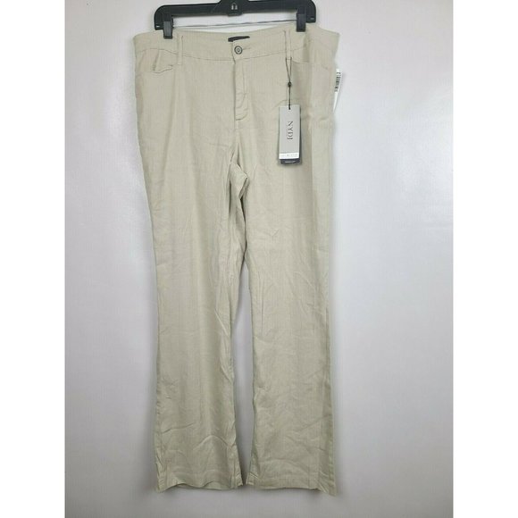 NYDJ Pants - NYDJ Beige Linen Blend Slimming Fit Wide Leg Pants Plus Size 14